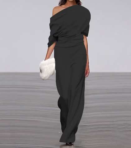 WOLFF - Novo macacão elegante de primavera com decote de uma linha