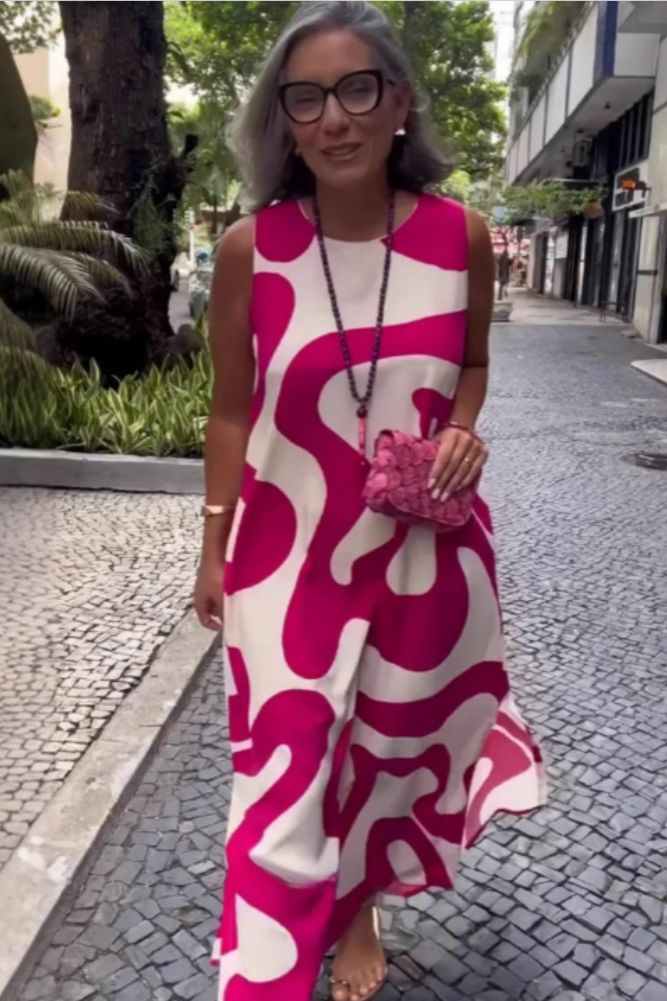 Vestido Abstrato Rosa - Purezzi Femme