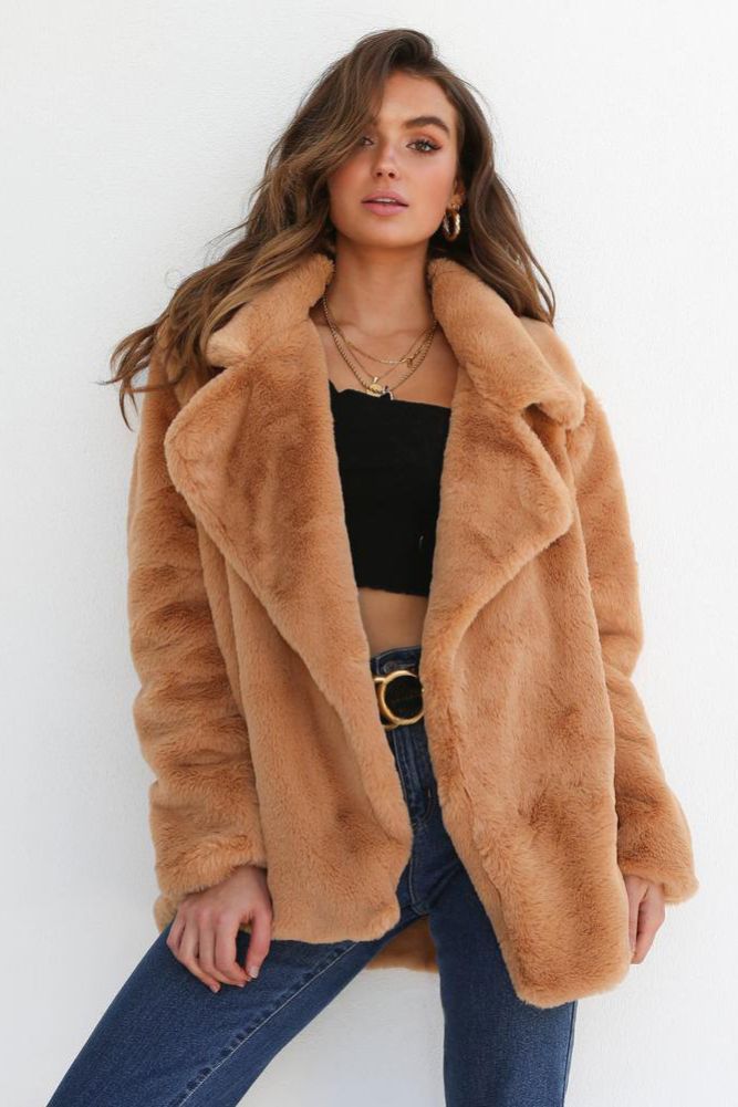 Amazon eBay moda europea y americana Otoño e Invierno deseo abrigo sexy felpa solapa Slim abrigo de pele de las mujeres