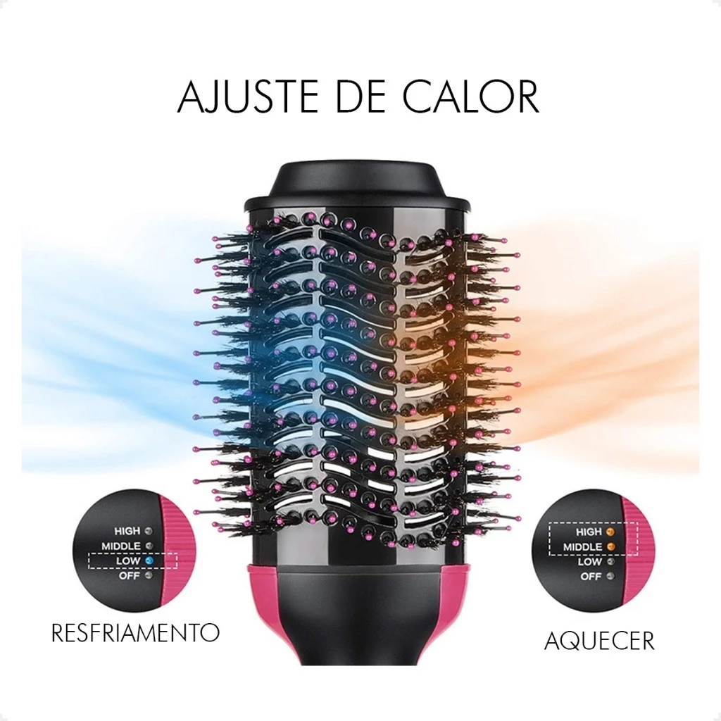 Escova Secadora Alisador Elétrica Quente Cabelo Com 3 Em 1 Hair Styler
Multifuncional 