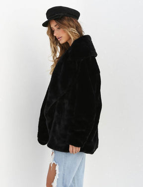 Amazon eBay moda europea y americana Otoño e Invierno deseo abrigo sexy felpa solapa Slim abrigo de pele de las mujeres