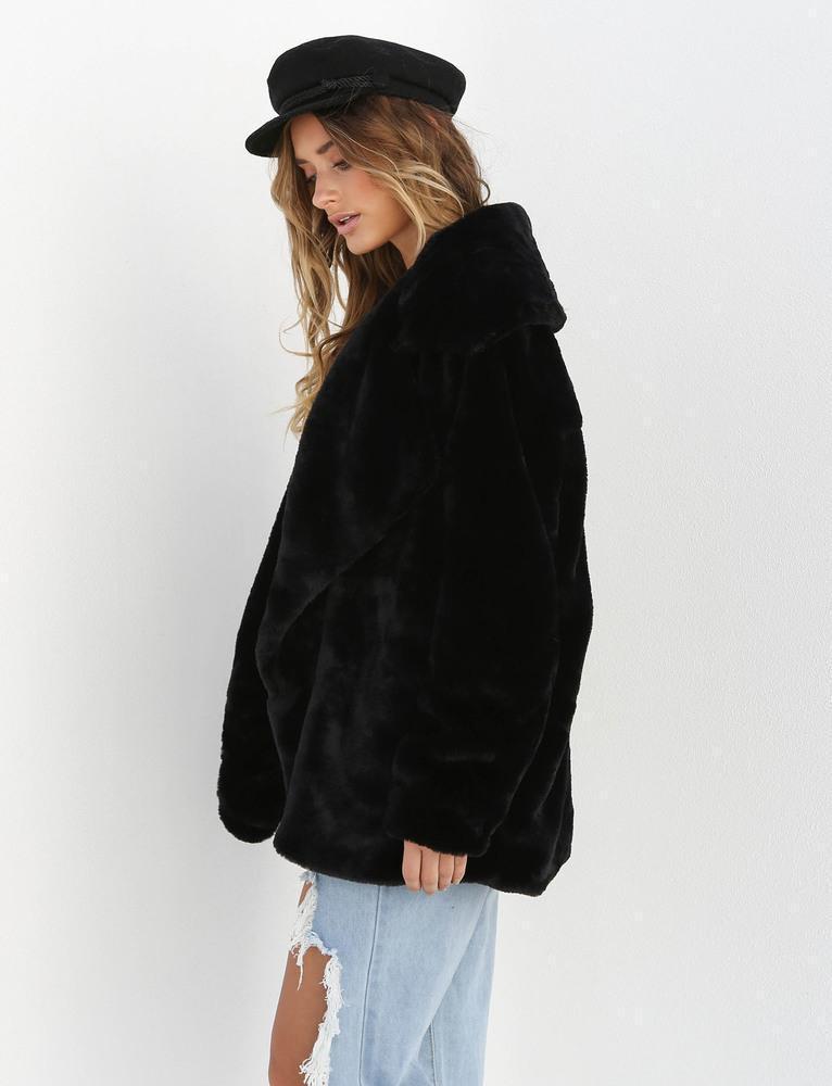 Amazon eBay moda europea y americana Otoño e Invierno deseo abrigo sexy felpa solapa Slim abrigo de pele de las mujeres