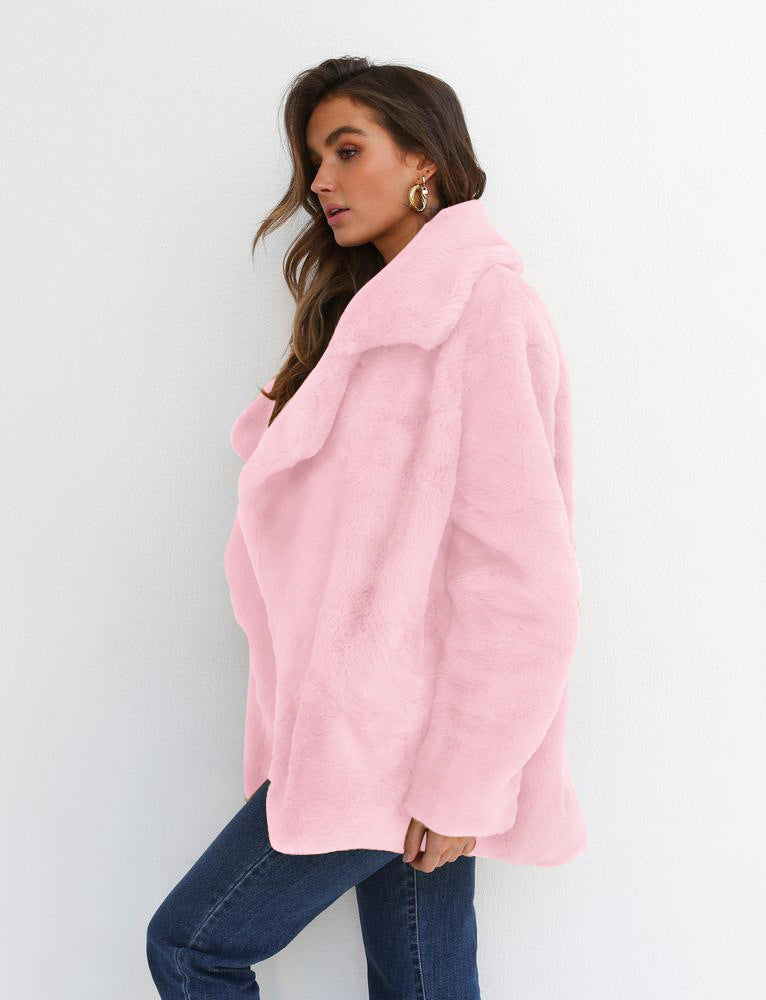 Amazon eBay moda europea y americana Otoño e Invierno deseo abrigo sexy felpa solapa Slim abrigo de pele de las mujeres