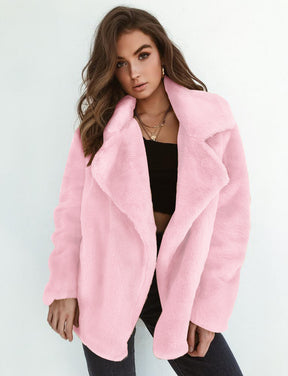 Amazon eBay moda europea y americana Otoño e Invierno deseo abrigo sexy felpa solapa Slim abrigo de pele de las mujeres