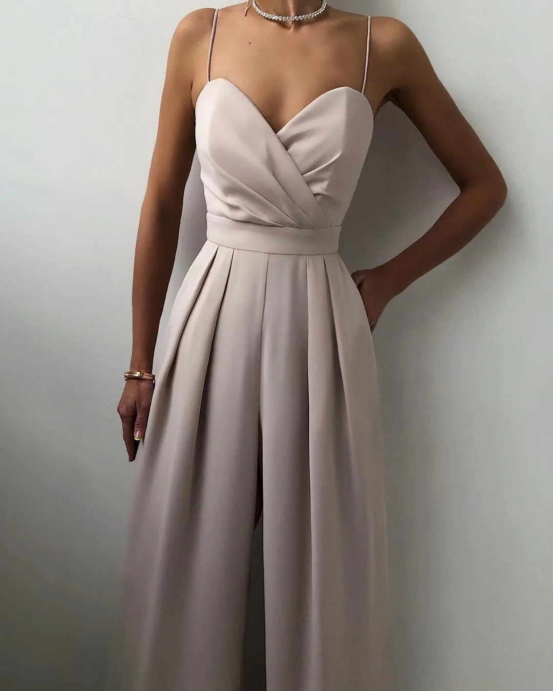 Macacão suspender cintura reta esfregar chão minimalista macacão novo 2025 primavera e verão nova moda high street feminino c