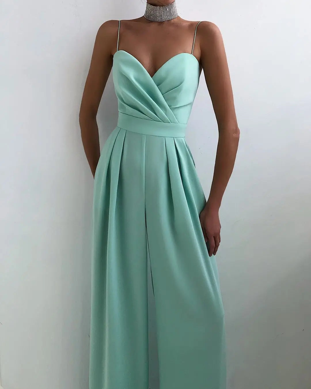 Macacão suspender cintura reta esfregar chão minimalista macacão novo 2025 primavera e verão nova moda high street feminino c