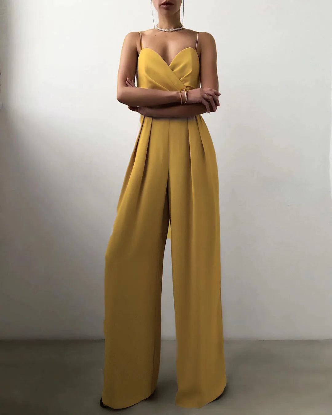 Macacão suspender cintura reta esfregar chão minimalista macacão novo 2025 primavera e verão nova moda high street feminino c