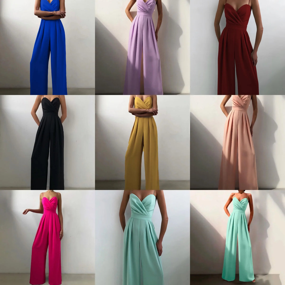 Macacão suspender cintura reta esfregar chão minimalista macacão novo 2025 primavera e verão nova moda high street feminino c