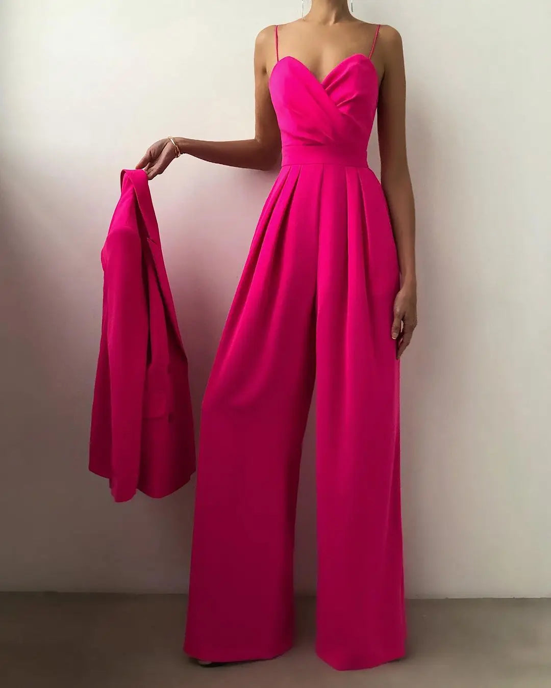 Macacão suspender cintura reta esfregar chão minimalista macacão novo 2025 primavera e verão nova moda high street feminino c
