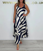 Temperamento commuter vestido feminino de seda segmento misto moda impressa sem mangas com decote em v vestido solto com bolsos verão legal