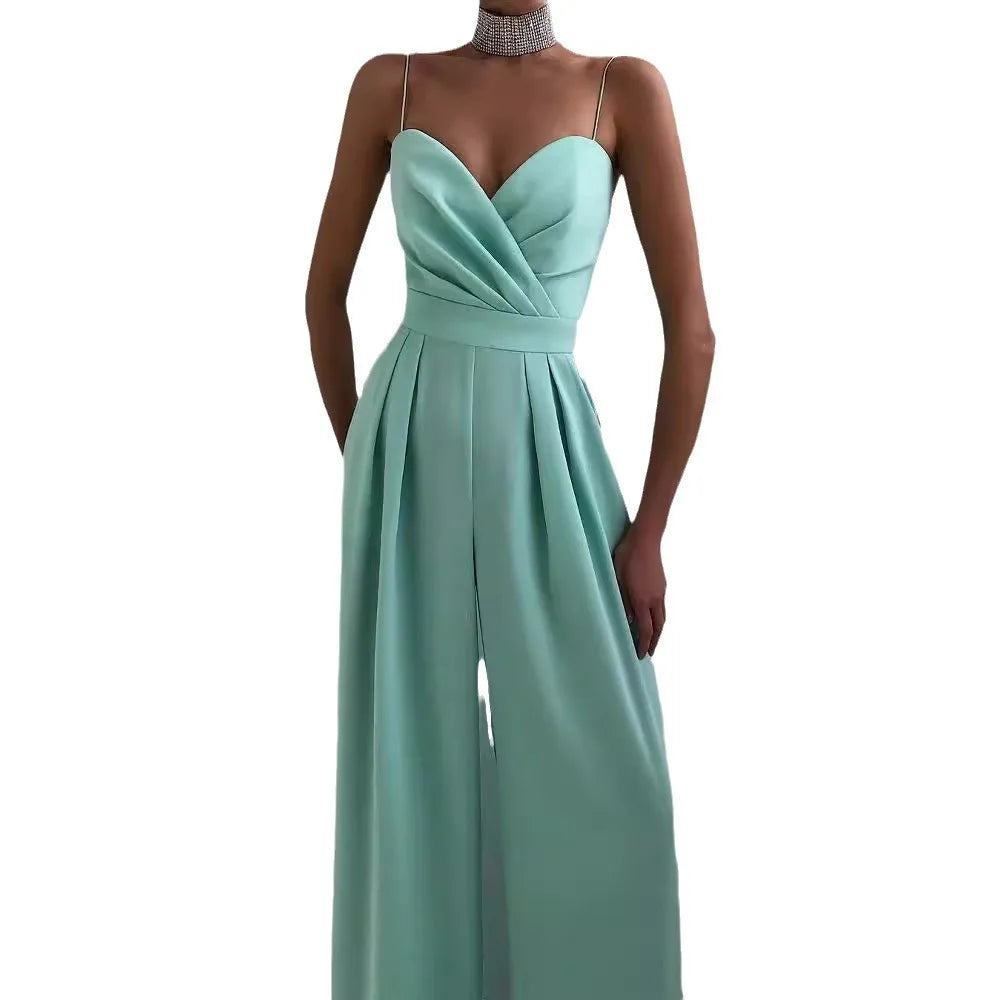 Macacão suspender cintura reta esfregar chão minimalista macacão novo 2025 primavera e verão nova moda high street feminino c