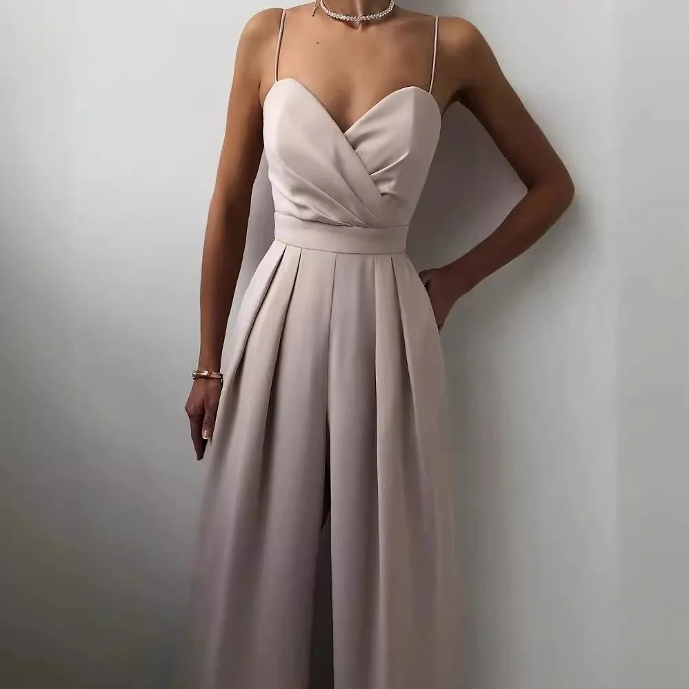Macacão suspender cintura reta esfregar chão minimalista macacão novo 2025 primavera e verão nova moda high street feminino c