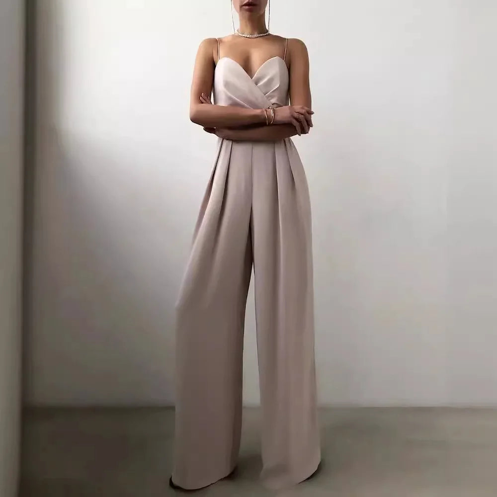 Macacão suspender cintura reta esfregar chão minimalista macacão novo 2025 primavera e verão nova moda high street feminino c