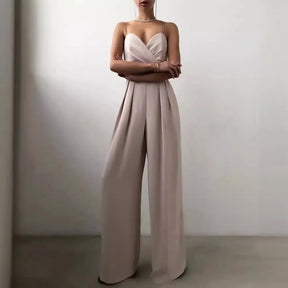 Macacão suspender cintura reta esfregar chão minimalista macacão novo 2025 primavera e verão nova moda high street feminino c