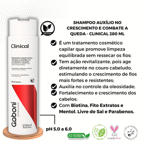 Kit Antiqueda e Fortalecimento - Shampoo (2 unidades) + Balm Capilar (1 unidade) Clinical Gaboni